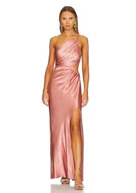 shona joy sofia asymmetrical long-sleeve satin maxi dress Shona Joy Sofia Asymmetrical Maxi Dress in Yellow